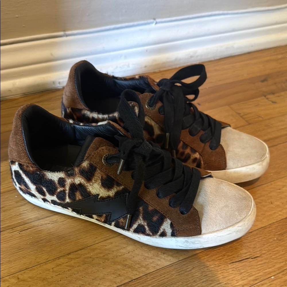 Zadig & Voltaire Brown Black Sneakers with leopard Pattern